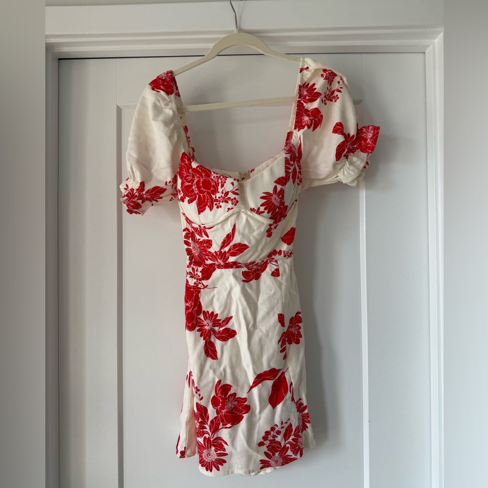 Olivaceous Red Floral Mini Dress